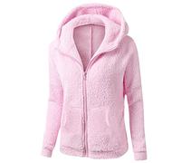 Veste Femme Hiver Polaire Manteaux Chaud Chic Zippé Sweat avec Capuche en Peluche Mes Commandes Sweatshirt Laine Oversize Casual Blouson Adulte Noel Pas Cher Automne Jacket Outwear Rose L