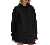 Veste Femme Homme Mi Saison Uni, Sweat Zippé Col Montant, Bomber Coupe Ample, Manches Longues, Fermeture Zippée, Poches Latérales, Poignets et Base Resserrés | Style Casual Minimaliste Esprit Couple