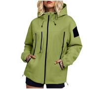 Veste Femme Imperméable à Capuche Softshell Printemps Automne Outdoor 2025 Randonnée Manteau Manches Longues Blouson De Sport Couleur Unie avec Zippé Veste De Sport D'extérieur (c-Green, XXXL)