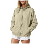 Veste Femme Imperméable à Capuche Softshell Printemps Automne Outdoor 2025 Randonnée Manteau Manches Longues Blouson De Sport Couleur Unie avec Zippé Veste De Sport D'extérieur (b-Khaki, XXL)