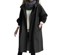 Veste Femme Imperméable Coupe Vent Manteau Pluie Impermeable Mi Longue avec Capuche et Poches Hiver Printemps Automne Décontractée Sport Extérieur Camping Randonnée Grande Taille Trench Coat (XXL)