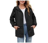 Veste Femme Imperméable et Coupe-Vent Softshell avec Capuche, Veste Légère pour Printemps Automne Hiver Sport en Extérieur, Manteau Sportif à Manches Longues avec Poche Zippée (XXL)