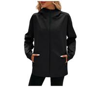 Veste Femme Imperméable et Coupe-Vent Softshell avec Capuche, Veste Légère pour Printemps Automne Hiver Sport en Extérieur, Manteau Sportif à Manches Longues avec Poche Zippée (XL)