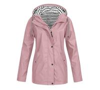 Veste Femme Imperméable Manteau Long Femmes Mode Coupe Vent Trench Capuche À La Imperméable Couleur Unie Rayé avec Cordon Veste De Sport avec Zippé Vetement Femme D'extérieur
