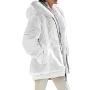 Veste Femme Manteau Femme Doudoune Décontracté Blouson De Randonnée Coats Décontractée avec Poches Trench Elegante À Manches Longues Manteau en Peluche Blanc XL