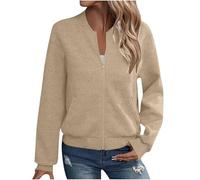 Veste Femme Mi Saison Blouson Bombers Veste Décontracté Manteau en Velours Côtelé Jacket Léger Coat Court Blouson Pilote à Manches Longues Zippé Sweatjacke de Baseball Vestes Col Montant Manteaux