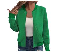 Veste Femme Mi Saison, Bomber Femme en Jacquard Léger - Style Baseball Vintage à Coupe Ajustée - Veste Polyvalente Confortable pour Tous Les Jours, Tendance Printemps& Automne Taille S à 2XL