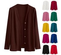 Veste Femme Mi Saison, Cardigan Femme Grande Taille Gilet Couleur Unie Manteau Automne Veste avec Bouton Pull Manches Longue Pulls Tricot Manteaux Ouverte Devant Manteau Protection Solaire Veste