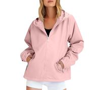 Veste Femme Mi Saison Chic Ete Veste Imperméable Femme Capuche Vestes avec Fermeture Éclair Et Poches Latérale Respirant Résistant Jacket Elegant La Mode Blouson Anti-UV Extensible Trench-Coat