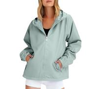 Veste Femme Mi Saison Chic Ete Veste Imperméable Femme Capuche Vestes avec Fermeture Éclair Et Poches Latérale Respirant Résistant Jacket Elegant La Mode Blouson Anti-UV Extensible Trench-Coat