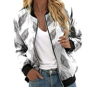 Veste Femme Mi Saison Grande Taille Décontracté Classique Bomber Zippé Manche Longue Veste de Sports Outwear Ample Léger Automne Hiver Blouson
