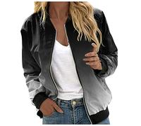 Veste Femme Mi Saison Grande Taille Décontracté Classique Bomber Zippé Manche Longue Veste de Sports Outwear Ample Léger Automne Hiver Blouson