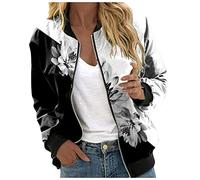 Veste Femme Mi Saison Grande Taille Décontracté Classique Bomber Zippé Manche Longue Veste de Sports Outwear Ample Léger Automne Hiver Blouson