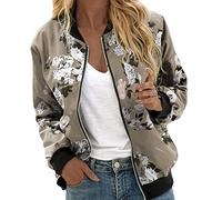 Veste Femme Mi Saison Grande Taille Décontracté Classique Bomber Zippé Manche Longue Veste de Sports Outwear Ample Léger Automne Hiver Blouson