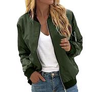 Veste Femme Mi Saison Grande Taille Décontracté Classique Bomber Zippé Manche Longue Veste de Sports Outwear Ample Léger Automne Hiver Blouson