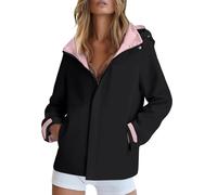 Veste Femme mi Saison Manteau Imperméable Mi-Longue Parka Légère Coupe Vent avec Capuche Blouson Décontracté Printemps Automne Jacket Zippée d'Extérieur pour Sport Randonnée Camping