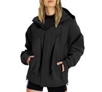 Veste Femme mi Saison Manteau Imperméable Mi-Longue Parka Légère Coupe Vent avec Capuche Blouson Décontracté Printemps Automne Jacket Zippée d'Extérieur pour Camping Randonnée
