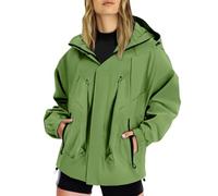 Veste Femme mi Saison Manteau Imperméable Mi-Longue Parka Légère Coupe Vent avec Capuche Blouson Décontracté Printemps Automne Jacket Zippée d'Extérieur pour Camping Randonnée
