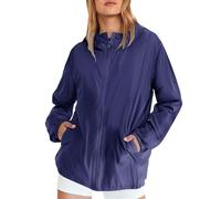 Veste Femme mi Saison Manteau Imperméable Mi-Longue Parka Légère Coupe Vent avec Capuche Blouson Décontracté Printemps Automne Jacket Zippée d'Extérieur pour Camping Randonnée