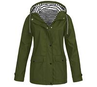 Veste Femme Mi Saison Poncho Pluie Imperméable Manteau Impermeable Femme Capuche Ciré Parka Vêtements Imperméables Femme Blouson Cire Cadeau Pas Cher(1A-Vert Armée,XXL)