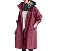 Veste Femme Mi Saison,Trenchs pour Femmes Vestes D'Hiver Softshell Coupe-Vent À Capuche Légers Amples Longs Parkas Vêtements D'Extérieur Décontractés pour La Marche La Randonnée Le Camping Ro