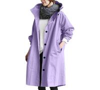 Veste Femme Mi Saison,Trenchs pour Femmes Vestes D'Hiver Softshell Coupe-Vent À Capuche Légers Amples Longs Parkas Vêtements D'Extérieur Décontractés pour La Marche La Randonnée Le Camping Vi