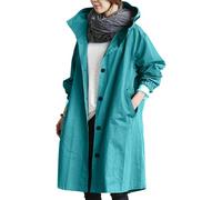 Veste Femme Mi Saison,Trenchs pour Femmes Vestes D'Hiver Softshell Coupe-Vent À Capuche Parka Longue et Légère Vêtements D'Extérieur Décontractés pour La Marche La Randonnée et Le Camping Bl