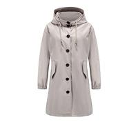 Veste Femme Mi Saison,Vestes Imperméables Légères et Longues pour Femmes Coupe-Vent À Capuche Parka Softshell Respirante Manteaux D'Extérieur Actifs pour La Marche Gris Clair Taille L