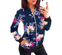 Veste Femme Motard Blouson Printemps Automne Léger Bombers Jacket Sweatshirt Sport Vintage Outwear Zippé Court Jacket Femme Court Chic Élégante Blouson Pas Cher Printemps