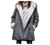 Veste Femme Polaire Chaud Hiver Veste Longue à Capuche Laine Mode Blouson Adulte Mes Commandes Casual Classique Manteaux en Peluche Grande Taille Jacket Pas Cher Noel Cadeau pour Femme Gris XXL