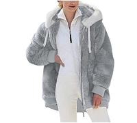 Veste Femme Polaire Chaud Sweat à Capuche ZippéE à Capuche Doublure Hoodies Sweatshirt Hiver Manteau en Peluche ÉPaissir Doux Chic Ample DéContractéE Outwear Blouson Mi Saison Fille Cardigan Pas Cher