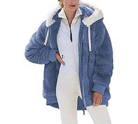 Veste Femme Polaire Chaud Sweat à Capuche ZippéE à Capuche Doublure Hoodies Sweatshirt Hiver Manteau en Peluche ÉPaissir Doux Chic Ample DéContractéE Outwear Blouson