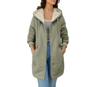 Veste Femme Polaire, Veste Chaude Femme Automne,Veste Polaire Mi-Longue à Capuche avec Inscription BrodéE Et Fermeture éClair sur Le Devant Pull Chaud Et Confortable IdéAl pour Les Temps Froids