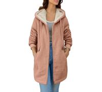 Veste Femme Polaire, Veste Chaude Femme Automne,Veste Polaire Mi-Longue à Capuche avec Inscription BrodéE Et Fermeture éClair sur Le Devant Pull Chaud Et Confortable IdéAl pour Les Temps Froids