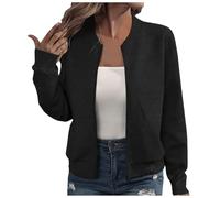Veste Femme Printemps Été Blouson Pilote Légère Veste de Transition Manches Longues Col Rond Zip - Agréable Beau Vêtements Féminins Élégant Rétro Haut Féminin Versatile Veste Féminine