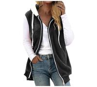 Veste Femme Sans Manches Sweat à Capuche Sweatshirt avec Zippée Poches Thermique Sherpa Gilets Polaire Doux Blouson Automne Hiver Jacket Couleur Unie Outerwear Vêtements Pour La Vie Quotidienne