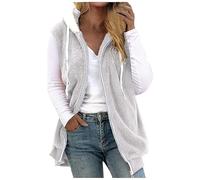 Veste Femme Sans Manches Sweat à Capuche Sweatshirt avec Zippée Poches Thermique Sherpa Gilets Polaire Doux Blouson Automne Hiver Jacket Couleur Unie Outerwear Vêtements Pour La Vie Quotidienne