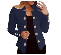 Veste Femme Tailleur pour Mariage Grande Taille Blazer Fleurie Ensemble Chic Et Elegant Blouson Mi Saison Kaki Paillettes Longue Costume 3 Pieces Printemps Manteau De Saharienne,Marine-c,S
