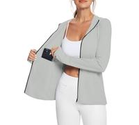 Veste Femme Veste en Jean Femme Longue Chaude Softshell Cuir Blouson Anti-Pluie Chic Et Elegant Courte Jacket Legere Capuche Vetement Mes Commandes Gris Clair M