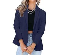 Veste FemmeBlazer Loose Jacket Classique Couleur unie Boutonné Jacket Manches Longue Bureau Business Manteau Confortable Vintage Tenues Décontractées Travail Veste Manteau avec Boutons (Navy, S)