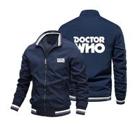 Veste Fine pour Homme pour Doctor Who Veste Aviateur Coupe-Vent Légère Décontractée À Manches Longues Printemps Automne Été Randonnée Manteaux De Sport avec Poches,Blue-5XL