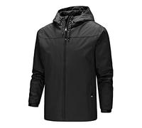 Veste fonctionnelle pour homme - Grandes tailles - Veste softshell pour homme - Imperméable et respirante - Noir - Veste de transition légère avec capuche - Veste d'extérieur coupe-vent - Veste de