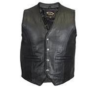 Veste gilet en cuir Biker avec des boutons, Noir, XXL