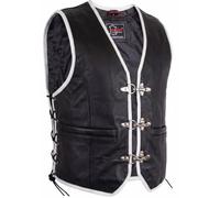 Veste gilet en cuir Biker noir/blanc (5XL)
