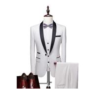 (Veste+Gilet+Pantalon) Costume Homme grande taille uni Blouson de Marque Luxe Blazer Grande VêTements Masculin Blanc XS