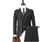 (Veste+Gilet+Pantalon)Costume Homme Marque Luxe Manteau Homme Blazer Hommes Panta-lon de Pour Homme Blouson pm119 Noir L