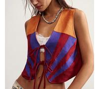 Veste gilet patchwork tissée décontractée pour femmes L,M,S,XLPlantesTissu tissé