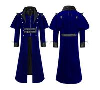 Veste gothique classique pour homme - Manteau steampunk pour homme - Veste médiévale noire avec fermeture éclair - Rétro victorien - Jupe de marche - Pirate - Vampire - Cosplay - Costume d'Halloween