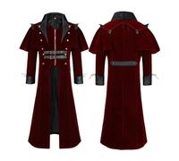 Veste gothique classique pour homme - Manteau steampunk pour homme - Veste médiévale noire avec fermeture éclair - Rétro victorien - Jupe de marche - Pirate - Vampire - Cosplay - Costume d'Halloween