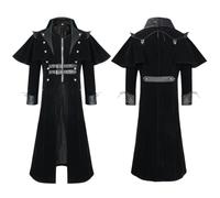 Veste gothique classique pour homme - Manteau steampunk pour homme - Veste médiévale noire avec fermeture éclair - Rétro victorien - Jupe de marche - Pirate - Vampire - Cosplay - Costume d'Halloween